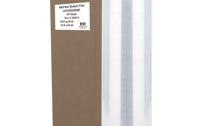 Machine Stretch Film, 20″ x 5,000 ft, 20.3 mic, (80-Gauge), Clear