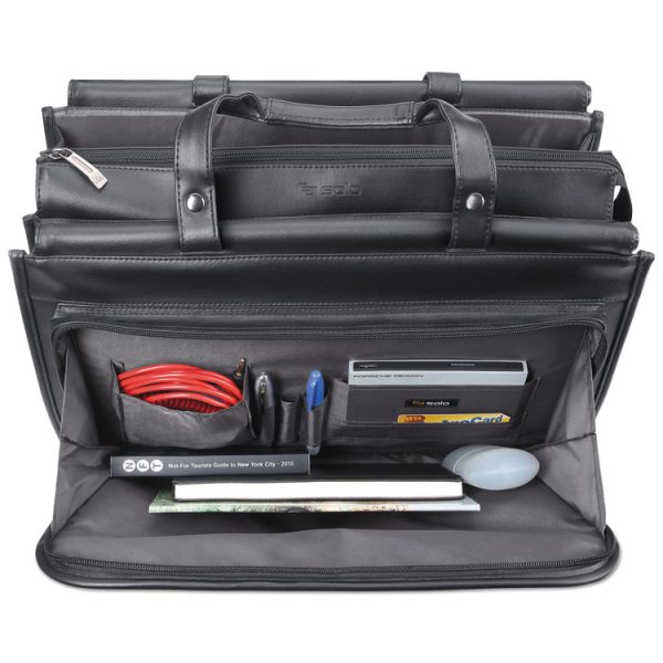 Harrison Briefcase, Fits Devices Up to 15.6", Vinyl, 16.75 x 7.75 x 12, Black - Image 2