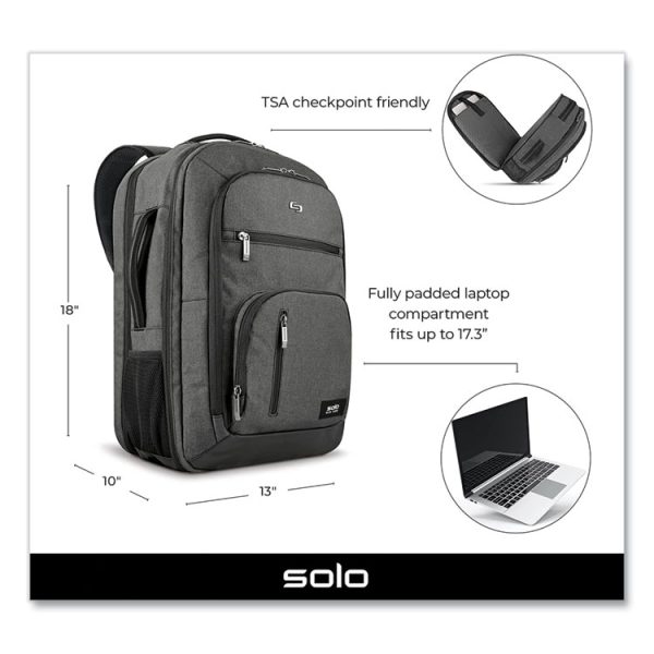 Grand Travel TSA Backpack, 17.3", 11.88 x 7 x 19, Dark Gray - Image 2