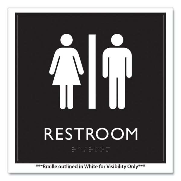 ADA Sign, Unisex Restroom, Plastic, 8 x 8, Clear/White - Image 2