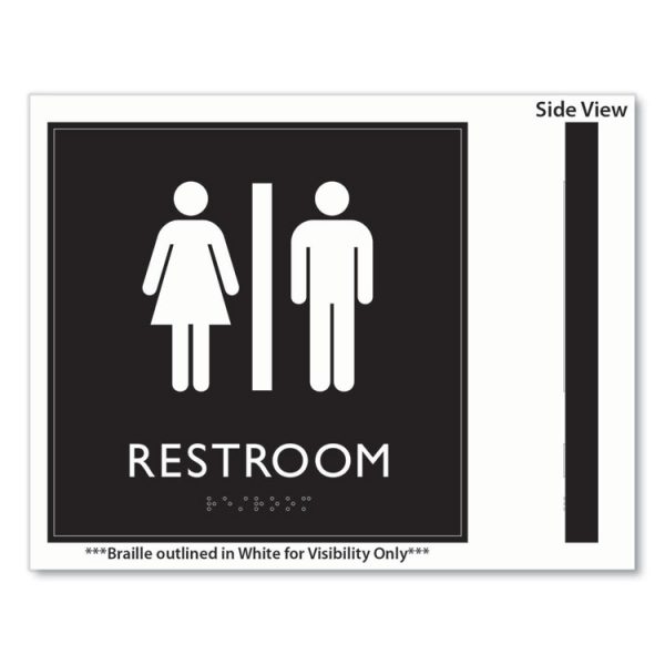 ADA Sign, Unisex Restroom, Plastic, 8 x 8, Clear/White - Image 4