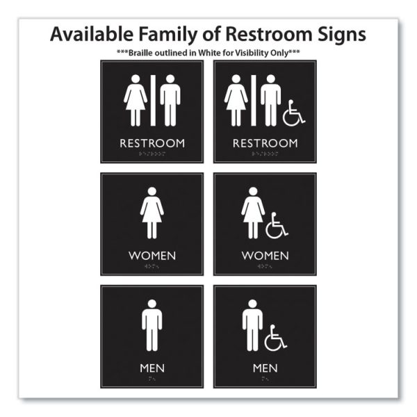 ADA Sign, Unisex Restroom, Plastic, 8 x 8, Clear/White - Image 3