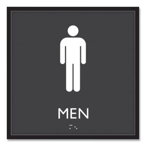 ADA Sign, Men, Plastic, 8 x 8, Clear/White