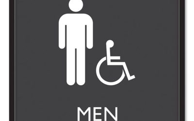 ADA Sign, Men Accessible, Plastic, 8 x 8, Clear/White