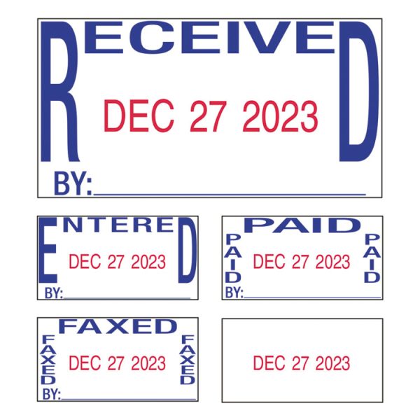 Printy Economy 5-in-1 Date Stamp, Self-Inking, 1.63" x 1", Blue/Red - Image 2