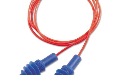 Dpas-30r Airsoft Multiple-Use Earplugs, 27nrr, Red Polycord, Blue, 100/box