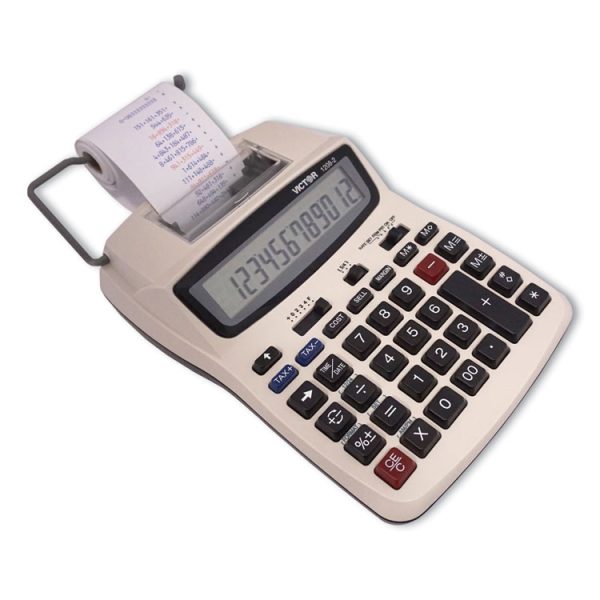 1208-2 Two-Color Compact Printing Calculator, Black/red Print, 2.3 Lines/sec - Image 9