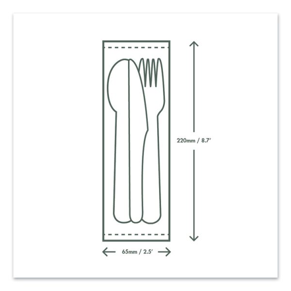 Cutlery Kits, Fork/Knife/Spoon/Napkin, White, 250/Carton - Image 6