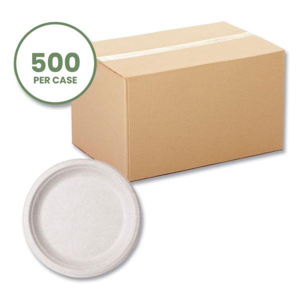 Nourish Molded Fiber Tableware, Plate, 9" Diameter, White, 500/Carton - Image 2