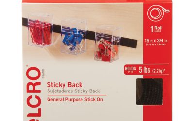 Sticky-Back Fasteners With Dispenser, Removable Adhesive, 0.75″ X 15 Ft, Black