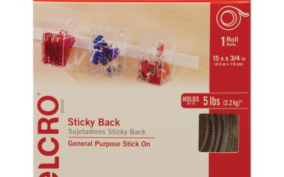 Sticky-Back Fasteners With Dispenser, Removable Adhesive, 0.75″ X 15 Ft, White