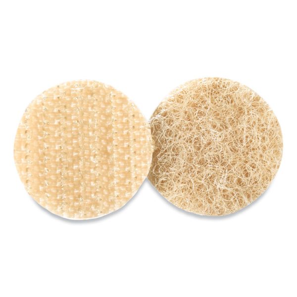 Sticky-Back Fasteners With Dispenser Box, Removable Adhesive, 0.75" Dia, Beige, 200/roll - Image 2