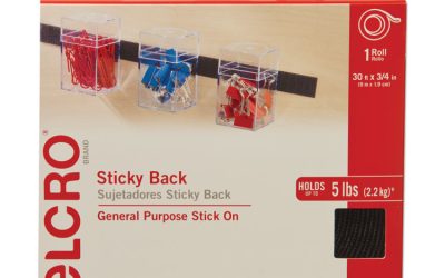 Sticky-Back Fasteners, Removable Adhesive, 0.75″ X 30 Ft, Black