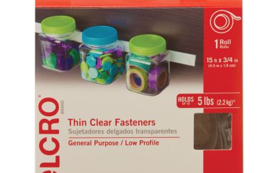 Sticky-Back Fasteners, Removable Adhesive, 0.75″ X 15 Ft, Clear