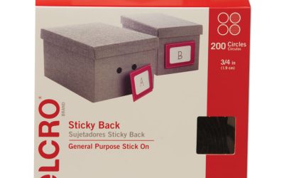 Sticky-Back Fasteners, Removable Adhesive, 0.75″ Dia, Black, 200/box