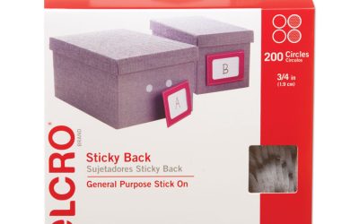 Sticky-Back Fasteners, Removable Adhesive, 0.75″ Dia, White, 200/box