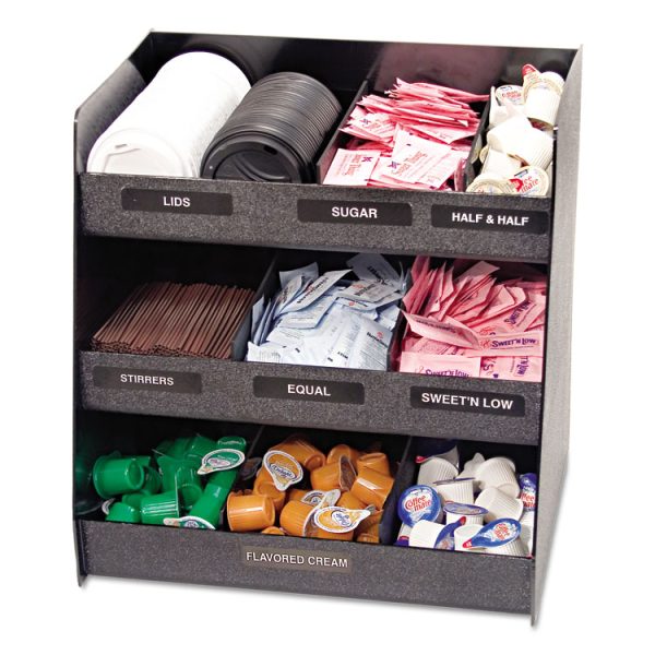 Vertical Condiment Organizer, 9 Compartments, 14.5 x 11.75 x 15, Black - Image 2