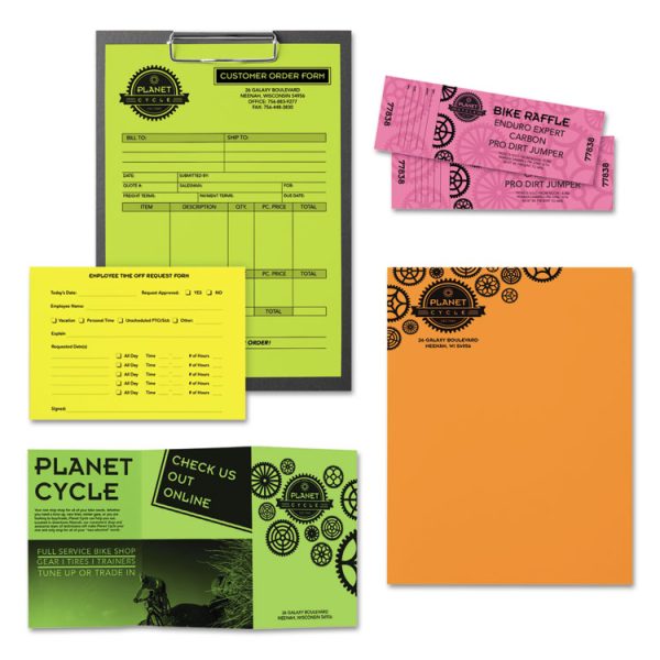 Color Paper - "Neon" Assortment, 24 lb Bond Weight, 8.5 x 11, Assorted Neon Colors, 500/Ream - Image 4
