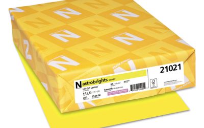 Color Cardstock, 65 lb Cover Weight, 8.5 x 11, Lift-Off Lemon, 250/Pack