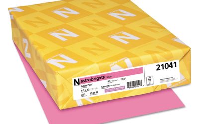 Color Cardstock, 65 lb Cover Weight, 8.5 x 11, Pulsar Pink, 250/Pack