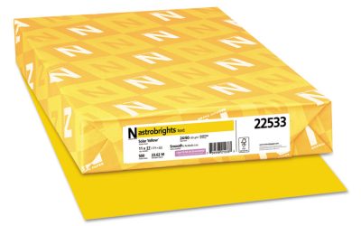 Color Paper, 24 lb Bond Weight, 11 x 17, Solar Yellow, 500/Ream
