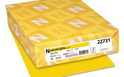 Color Cardstock, 65 lb Cover Weight, 8.5 x 11, Solar Yellow, 250/Pack