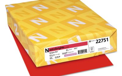 Color Cardstock, 65 lb Cover Weight, 8.5 x 11, Re-Entry Red, 250/Pack
