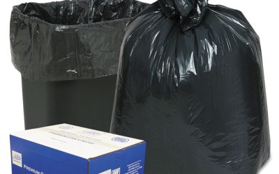 Linear Low-Density Can Liners, 10 gal, 0.6 mil, 24″ x 23″, Black, 25 Bags/Roll, 20 Rolls/Carton