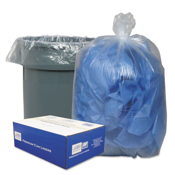 Linear Low-Density Can Liners, 60 gal, 0.9 mil, 38" x 58", Clear, 10 Bags/Roll, 10 Rolls/Carton - Image 2