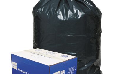 Linear Low-Density Can Liners, 60 gal, 0.9 mil, 38″ x 58″, Black, 10 Bags/Roll, 10 Rolls/Carton