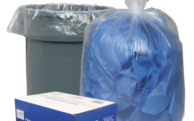 Linear Low-Density Can Liners, 56 gal, 0.9 mil, 43″ x 47″, Clear, 10 Bags/Roll, 10 Rolls/Carton