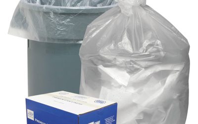 Waste Can Liners, 60 gal, 12 mic, 38″ x 58″, Natural, 20 Bags/Roll, 10 Rolls/Carton