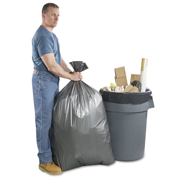 Can Liners, 30 gal, 1.35 mil, 30" x 36", Gray, 10 Bags/Roll, 10 Rolls/Carton - Image 2