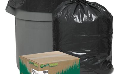 Linear Low Density Recycled Can Liners, 56 gal, 2 mil, 43″ x 47″, Black, 10 Bags/Roll, 10 Rolls/Carton