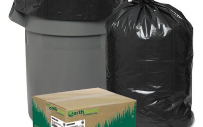 Linear Low Density Recycled Can Liners, 45 gal, 1.65 mil, 40″ x 46″, Black, 10 Bags/Roll, 10 Rolls/Carton