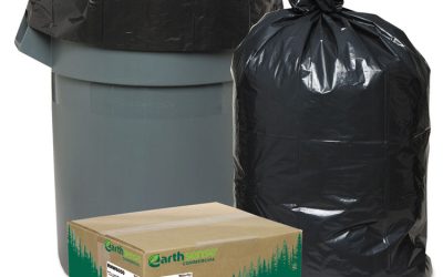 Linear Low Density Recycled Can Liners, 60 gal, 1.25 mil, 38″ x 58″, Black, 10 Bags/Roll, 10 Rolls/Carton