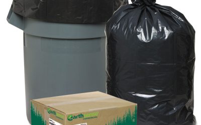 Linear Low Density Recycled Can Liners, 60 gal, 1.65 mil, 38″ x 58″, Black, 10 Bags/Roll, 10 Rolls/Carton
