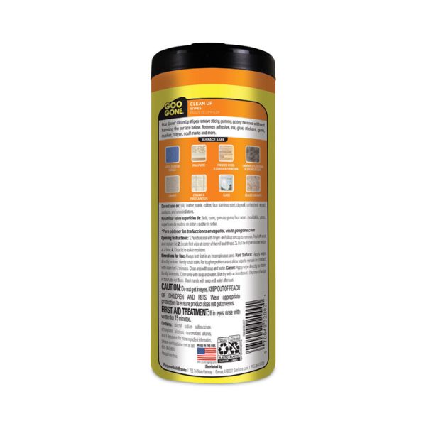 Clean Up Wipes, 1-Ply, 8 x 7, Citrus Scent, White, 24/Canister, 4 Canisters/Carton - Image 2