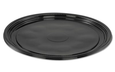 Caterline Casuals Thermoformed Platters, 12″ Diameter, Black. Plastic, 25/Carton