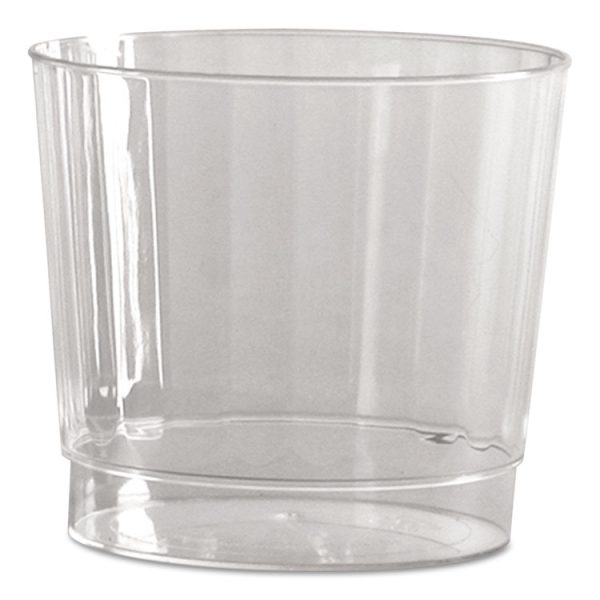 Classic Crystal Plastic Tumblers, 9 Oz, Clear, Fluted, Rocks Squat, 20/pack, 12 Packs/carton