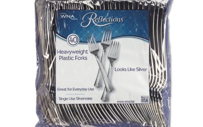 Reflections Heavyweight Plastic Utensils, Fork, Silver, 7″, 40/pack, 8 Packs/carton