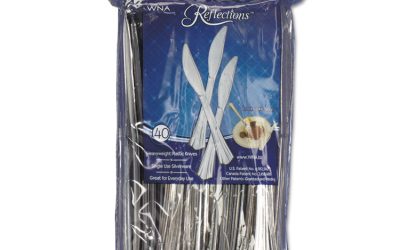 Reflections Heavyweight Plastic Utensils, Knife, Silver, 7 1/2″, 40/pack