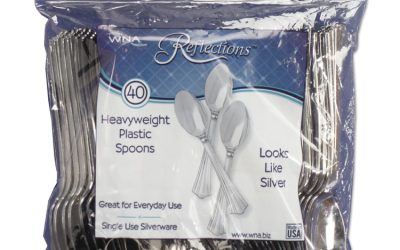 Reflections Heavyweight Plastic Utensils, Spoon, Silver, 6.25″, 40/pack, 8 Packs/carton