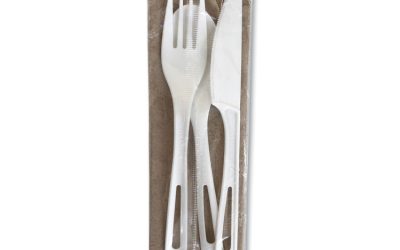 TPLA Compostable Cutlery, Fork/Knife/Spoon/Napkin, White, 250/Carton