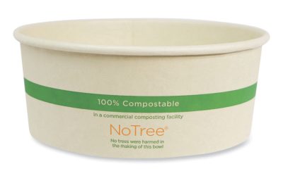 No Tree Wide Paper Bowls, 24 oz, 5.9″ Diameter x 2.4″h, Natural, Sugarcane, 300/Carton
