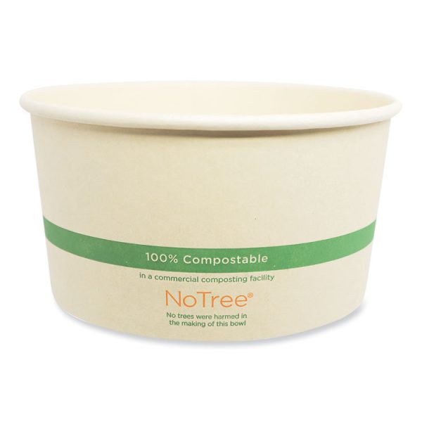 No Tree Wide Paper Bowls, 32 oz, 5.9" Diameter x 3.1"h, Natural, Sugarcane, 300/Carton