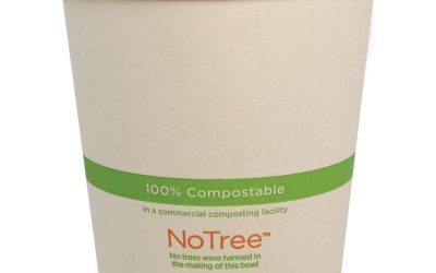 No Tree Paper Bowls, 24 oz, 4.4″ Diameter x 4.5″h, Natural, Sugarcane, 500/Carton