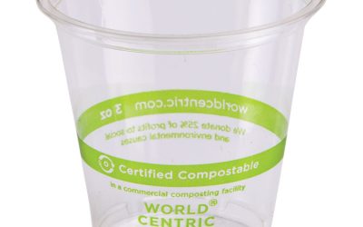 PLA Clear Cold Cups, 3 oz, Clear, 2,500/Carton