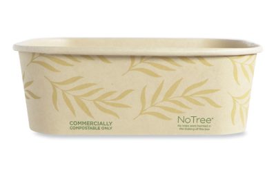 No Tree Rectangular Containers, 24 oz, 4.7 x 6.8 x 2.3, Natural, Sugarcane, 300/Carton