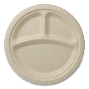Fiber Plates, 9" dia, Natural, 1,000/Carton